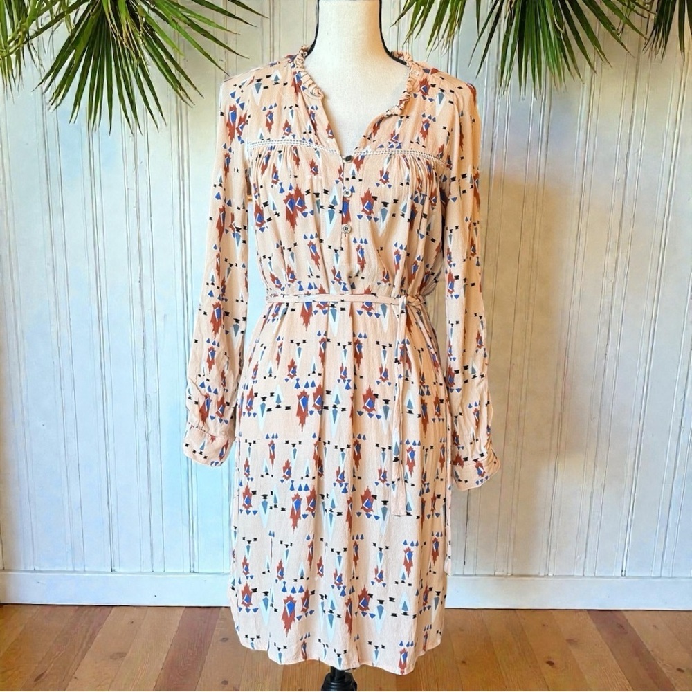 DOLAN Left Coast Collection XS Anthropologie Dress Geometric Print Belted Boho